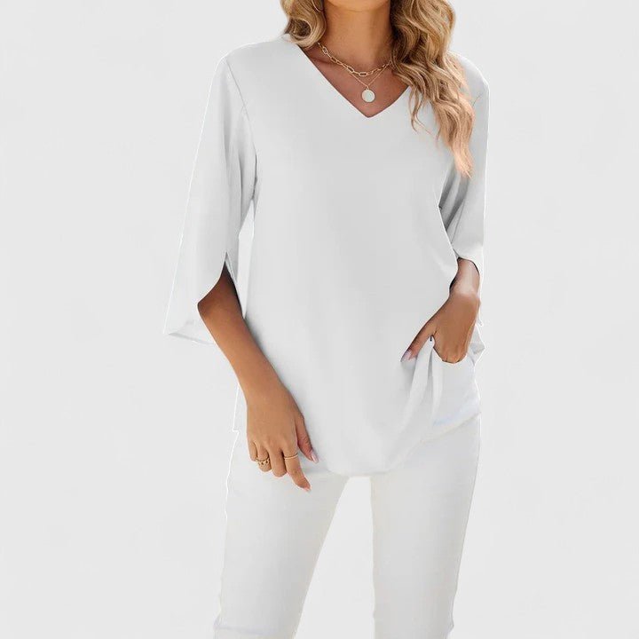 Audrey | Ruffle V-Neck Chiffon Blouse 9