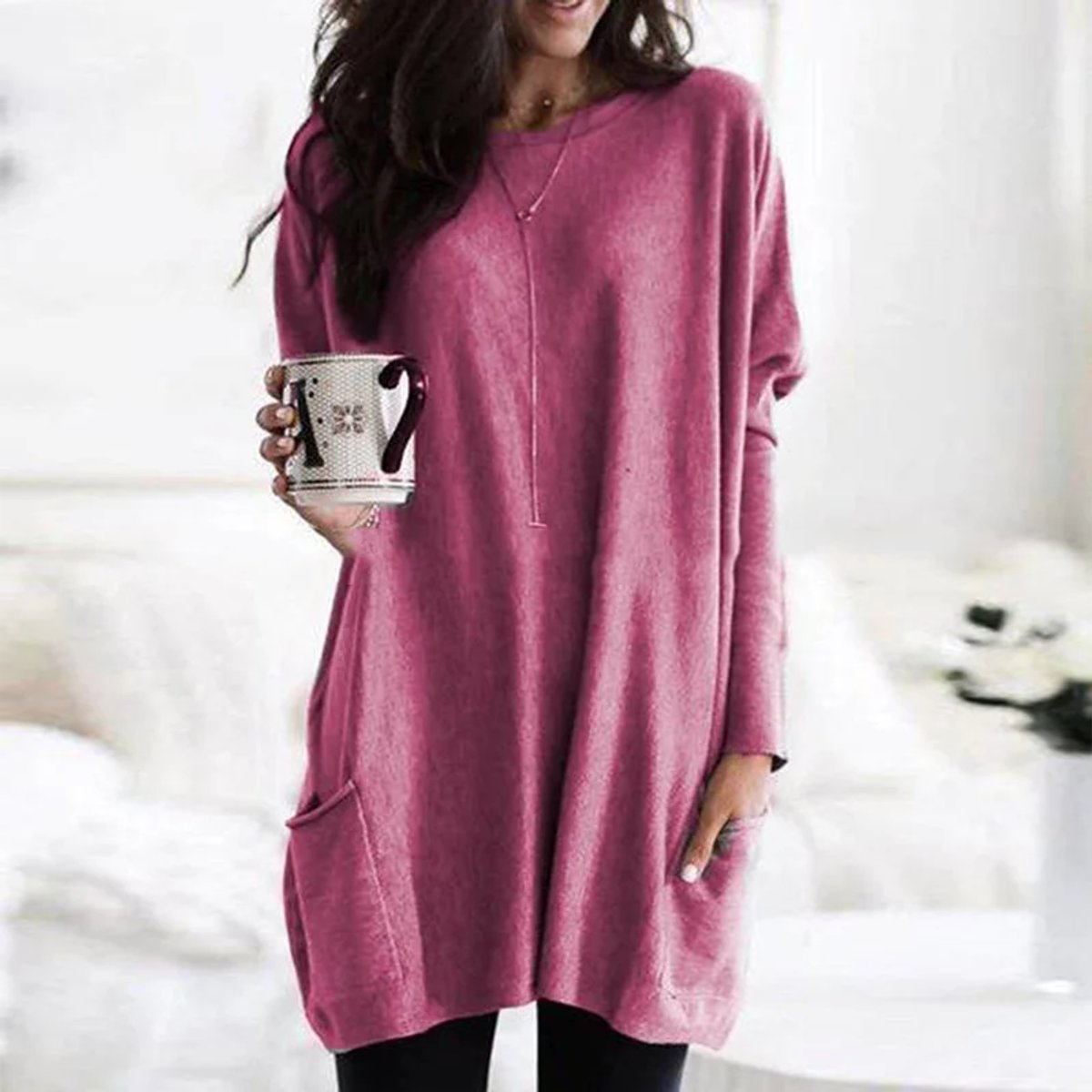 Aurelia | Oversized Pocket Long-Sleeve Tunic Sweater 0