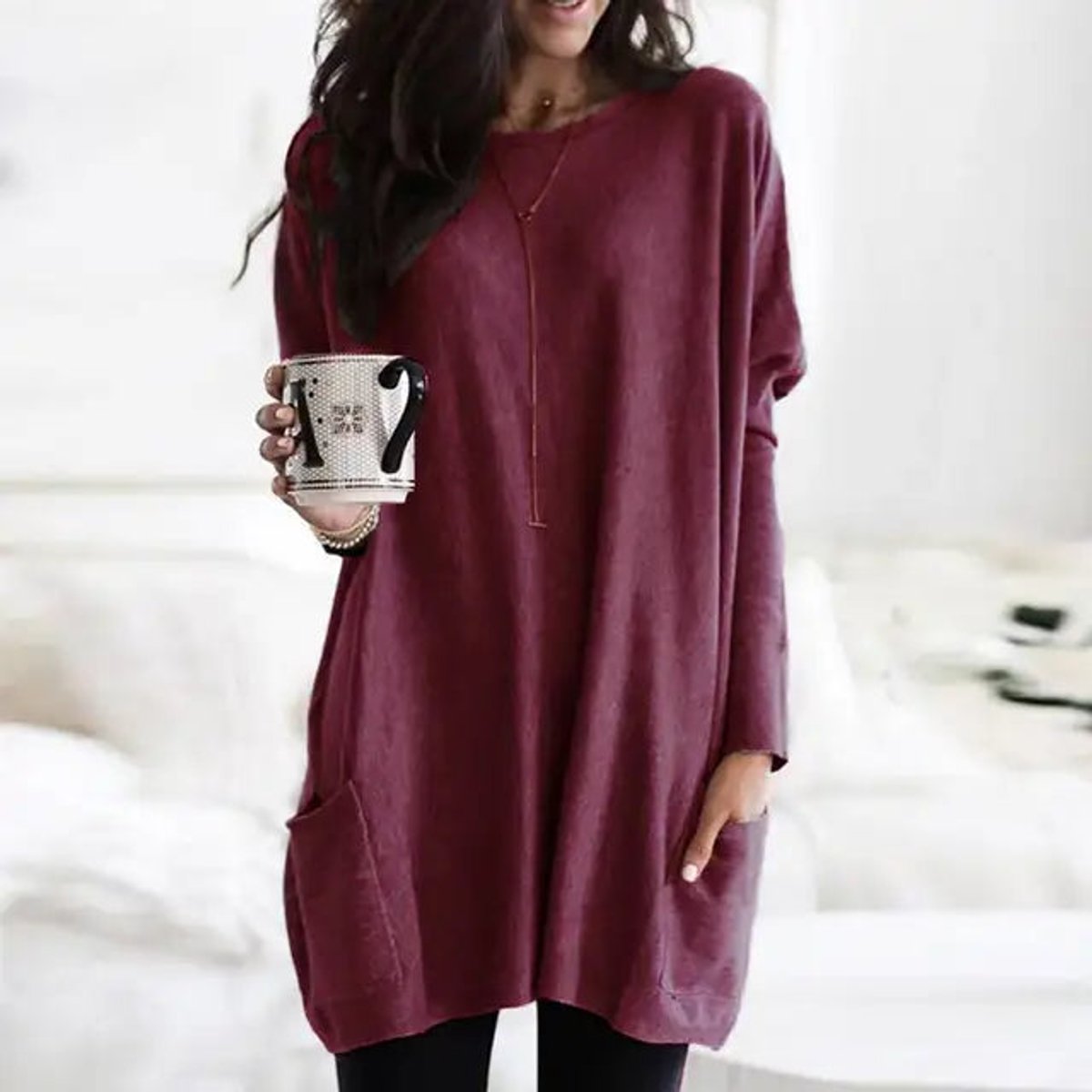 Aurelia | Oversized Pocket Long-Sleeve Tunic Sweater 1