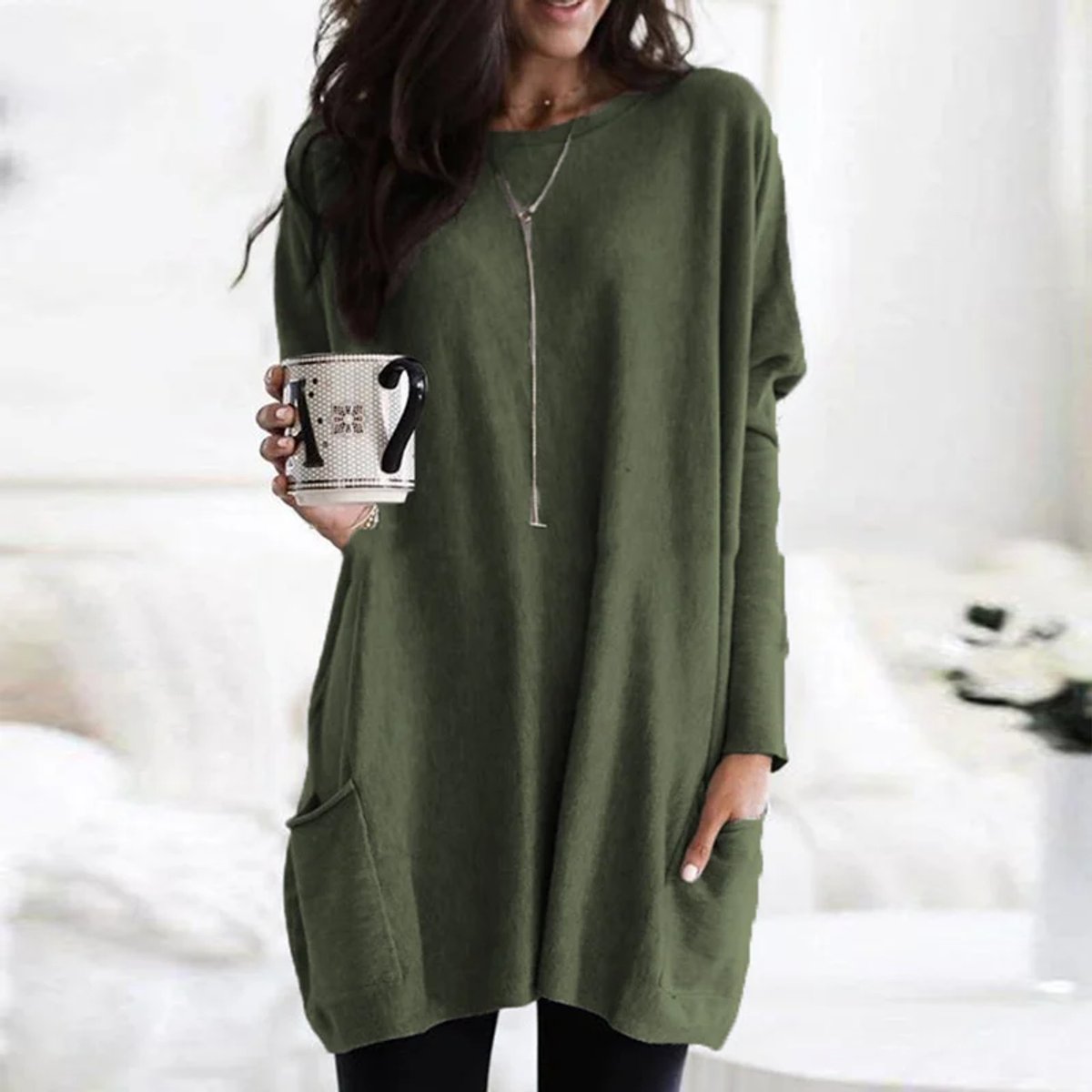 Aurelia | Oversized Pocket Long-Sleeve Tunic Sweater 10