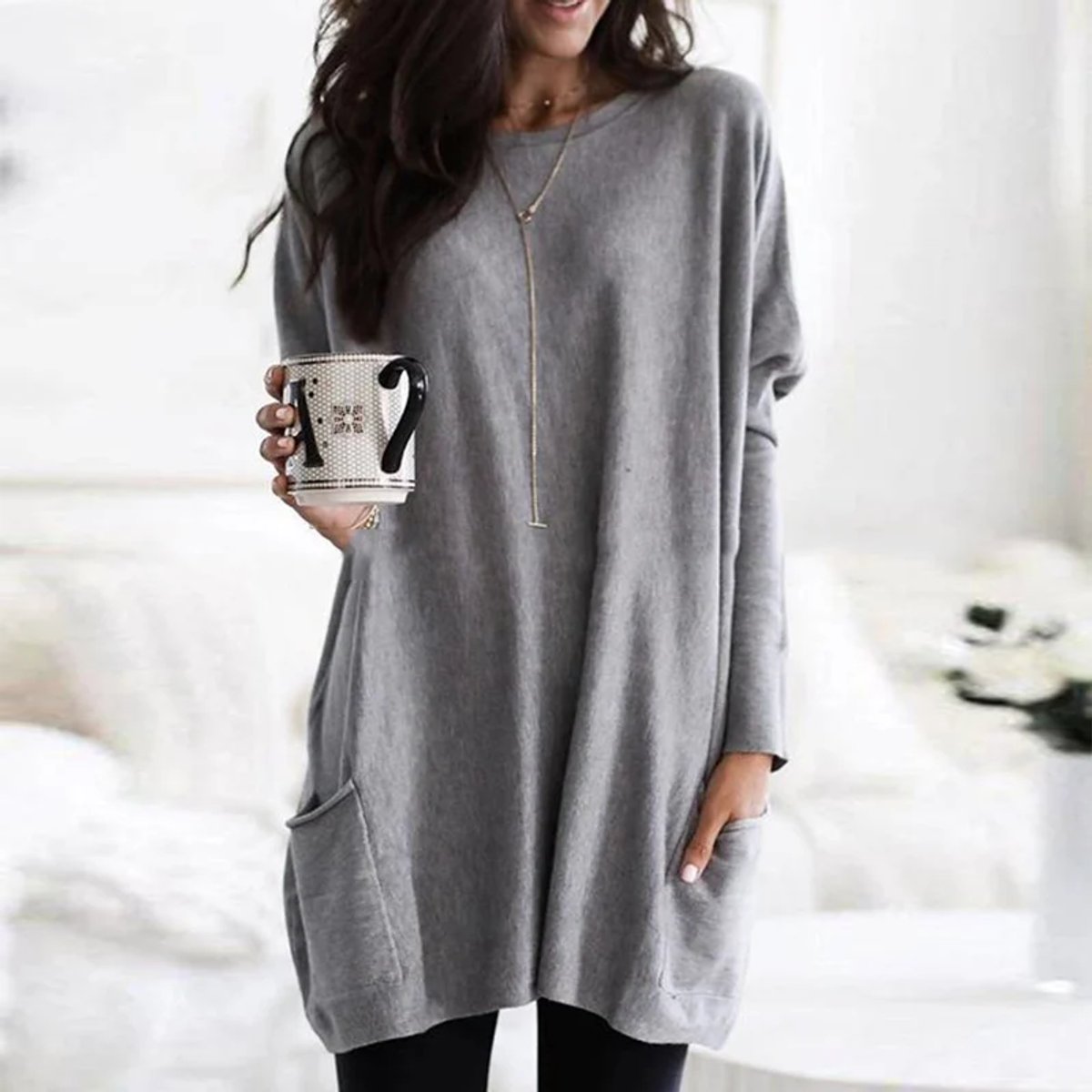 Aurelia | Oversized Pocket Long-Sleeve Tunic Sweater 12
