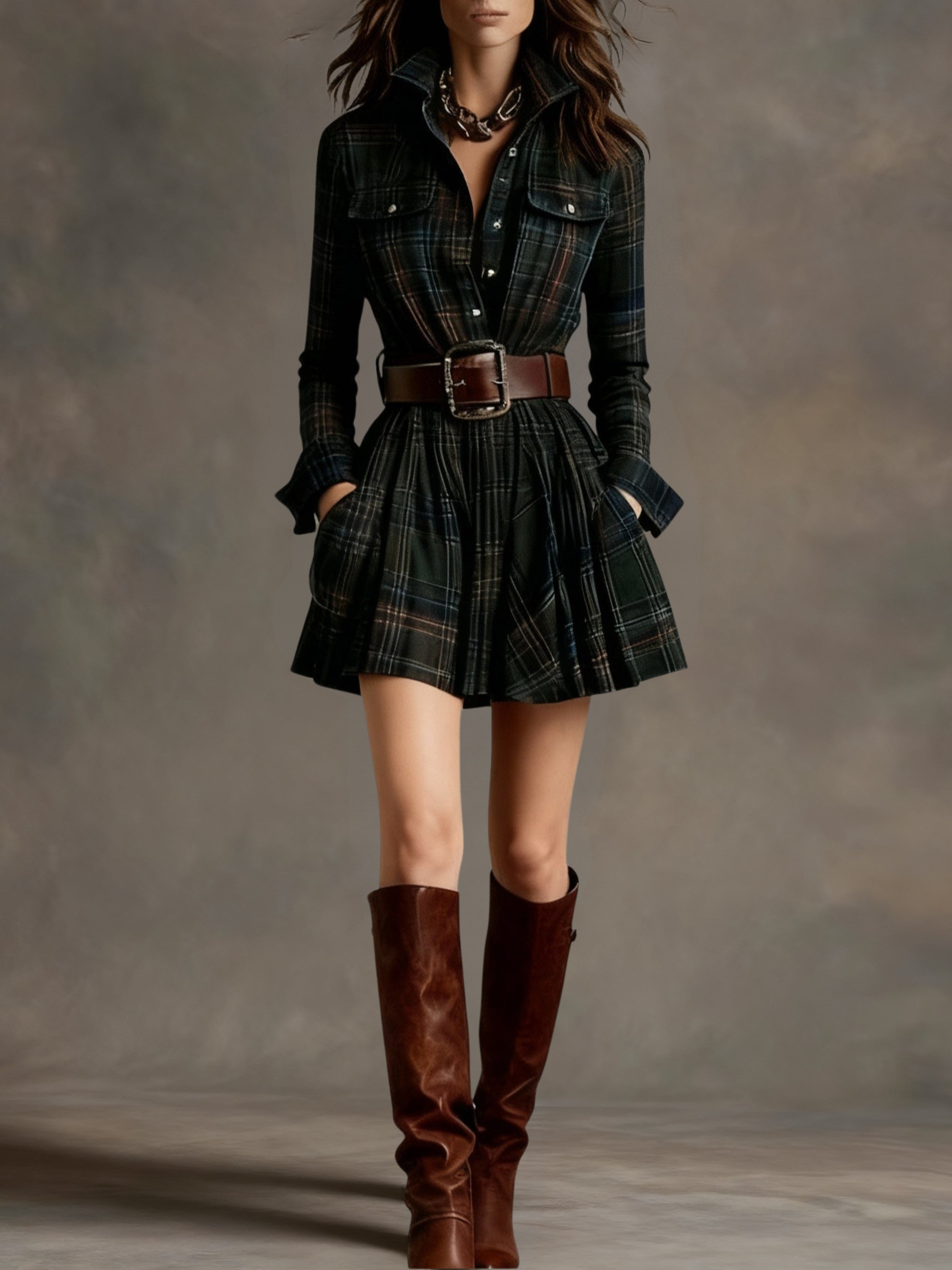 Bárbara | Plaid Shirt Mini Dress 1