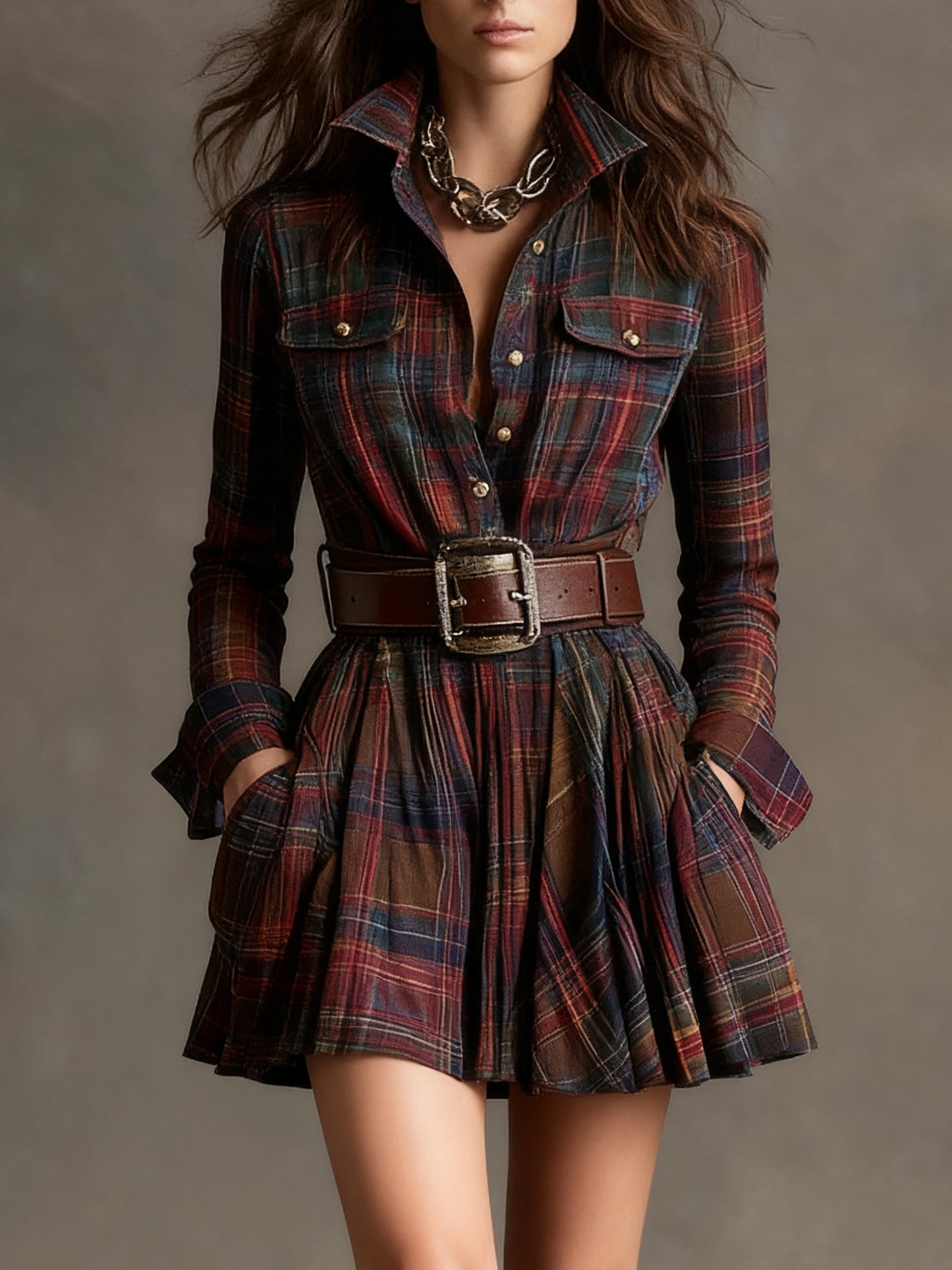 Bárbara | Plaid Shirt Mini Dress 4