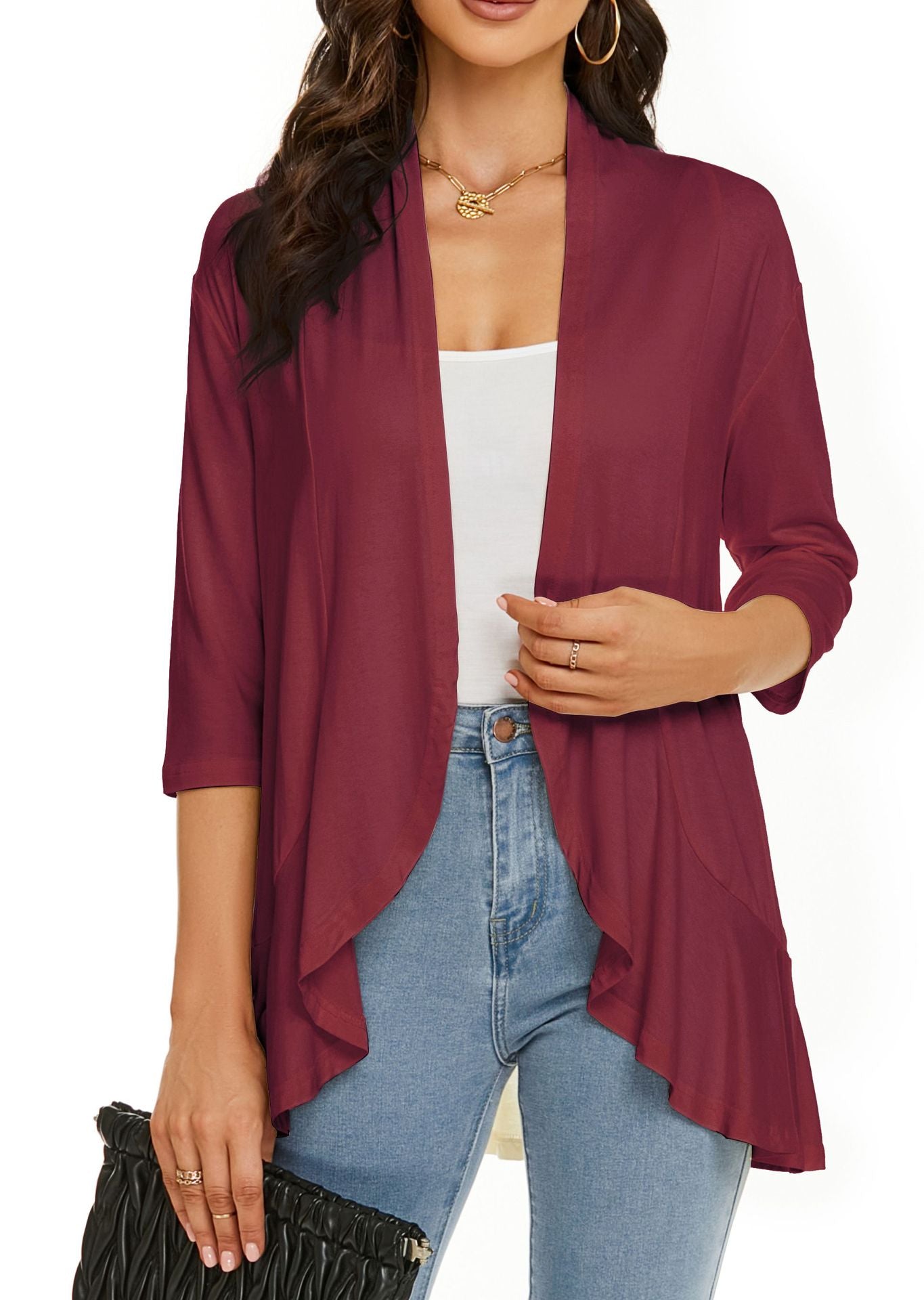Bella | Women's Open Front Draped Cardigan 8