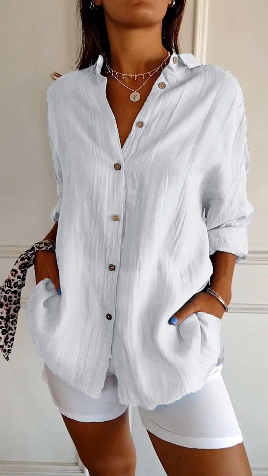 Blouse | Chloe Linen Oversized Button-Down Shirt for Women