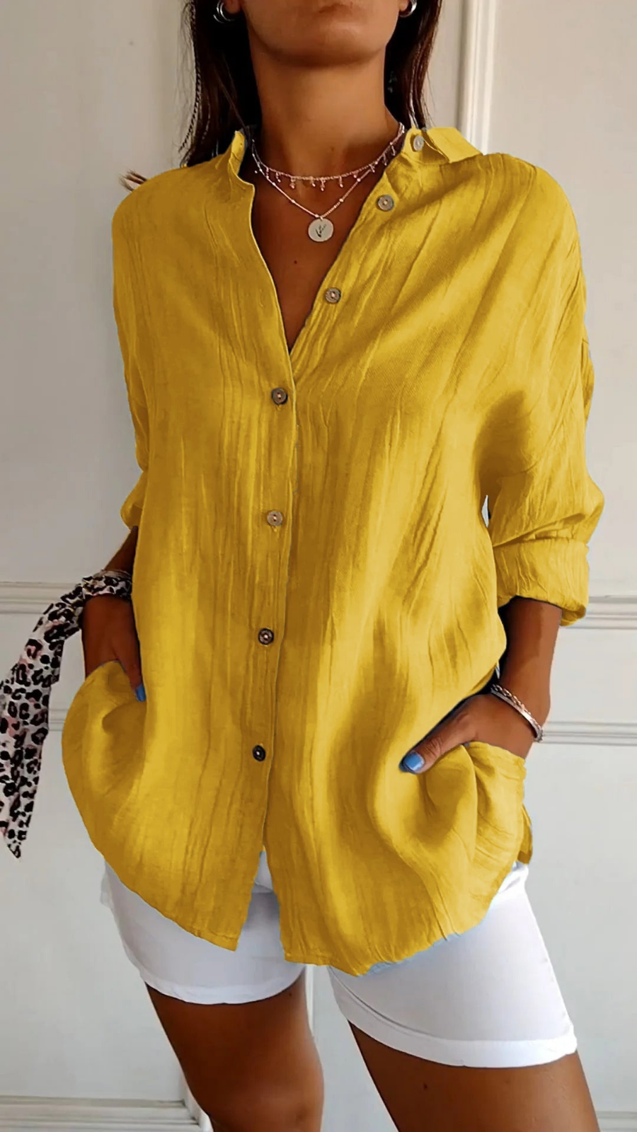 Blouse | Chloe Linen Oversized Button-Down Shirt for Women