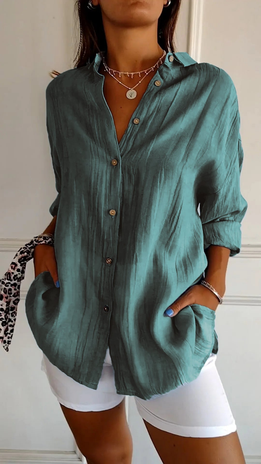 Blouse | Chloe Linen Oversized Button-Down Shirt for Women