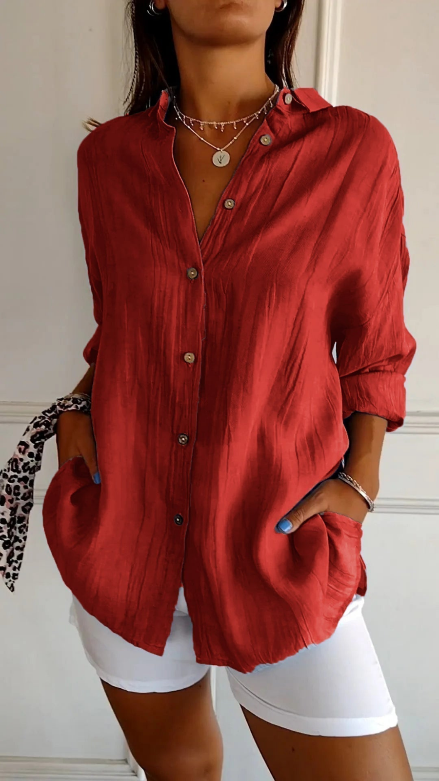 Blouse | Chloe Linen Oversized Button-Down Shirt for Women