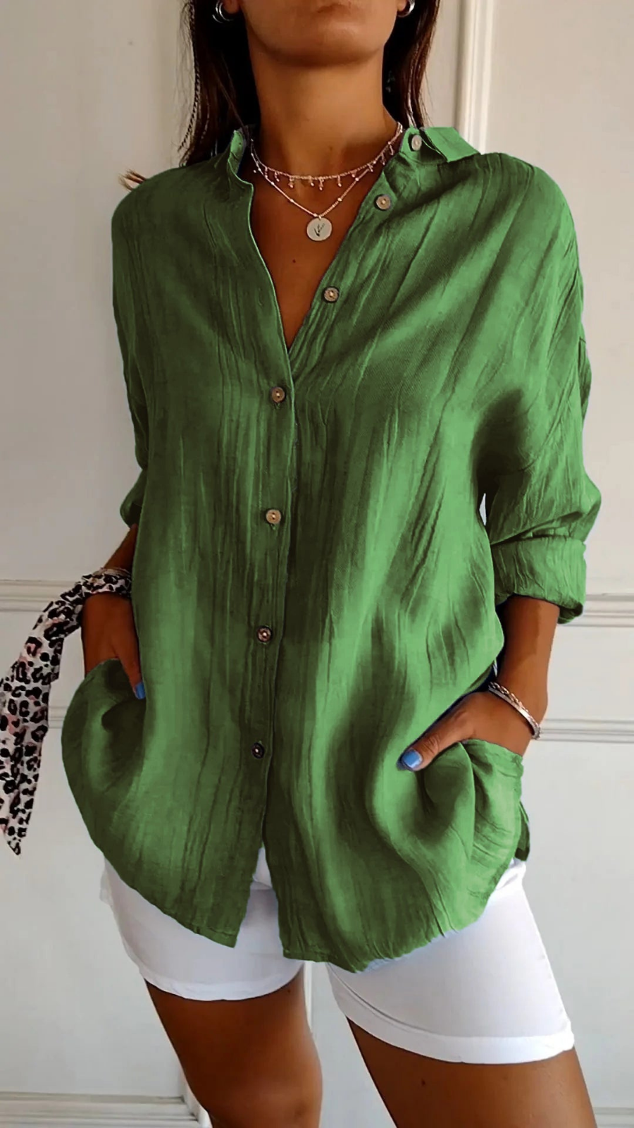 Blouse | Chloe Linen Oversized Button-Down Shirt for Women