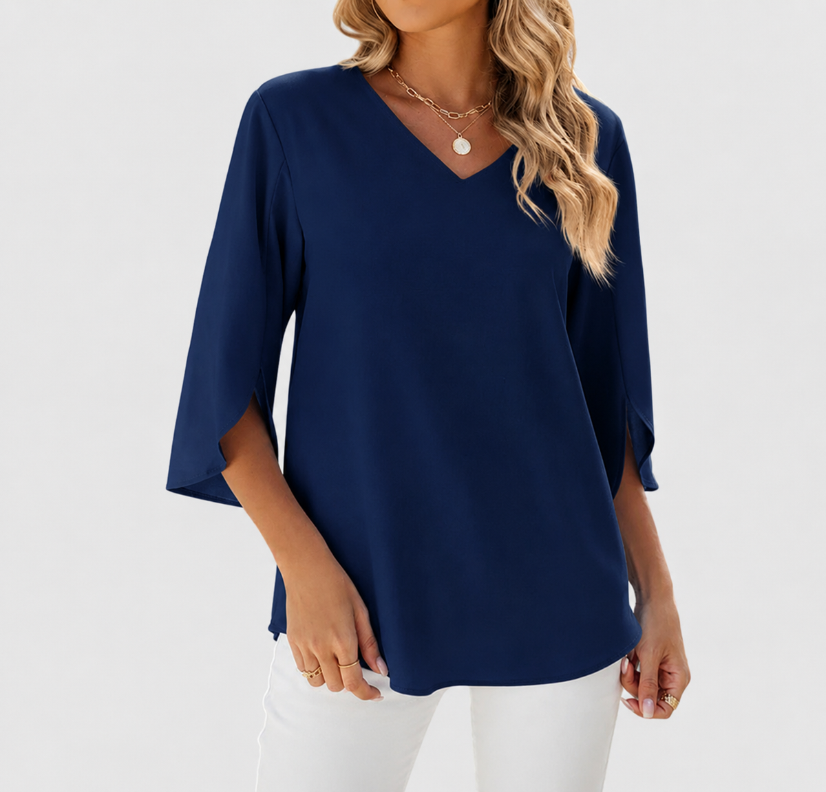Blouse | Elegant Ruffle V-Neck Chiffon