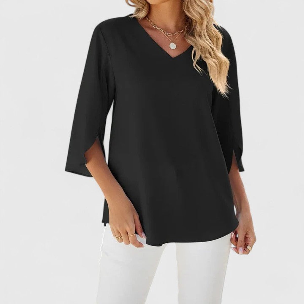 Blouse | Elegant Ruffle V-Neck Chiffon