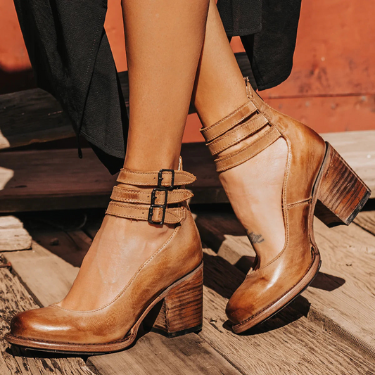 Women's Stilettos | Double Buckle Ankle Strap & Block Heel