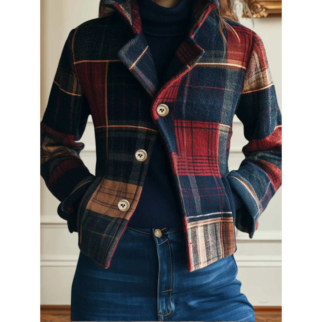 Women's Plaid Jacket | Stand-Collar & All-Day Comfort 1