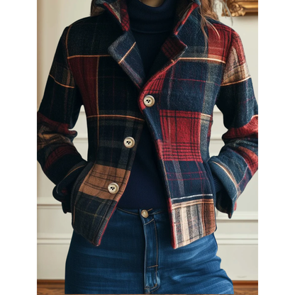 Women's Plaid Jacket | Stand-Collar & All-Day Comfort 1