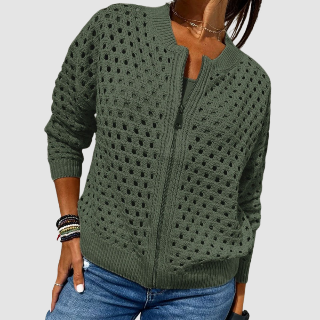 Women's Knitted Cardigan | Zip Closure & Breathable Design 3