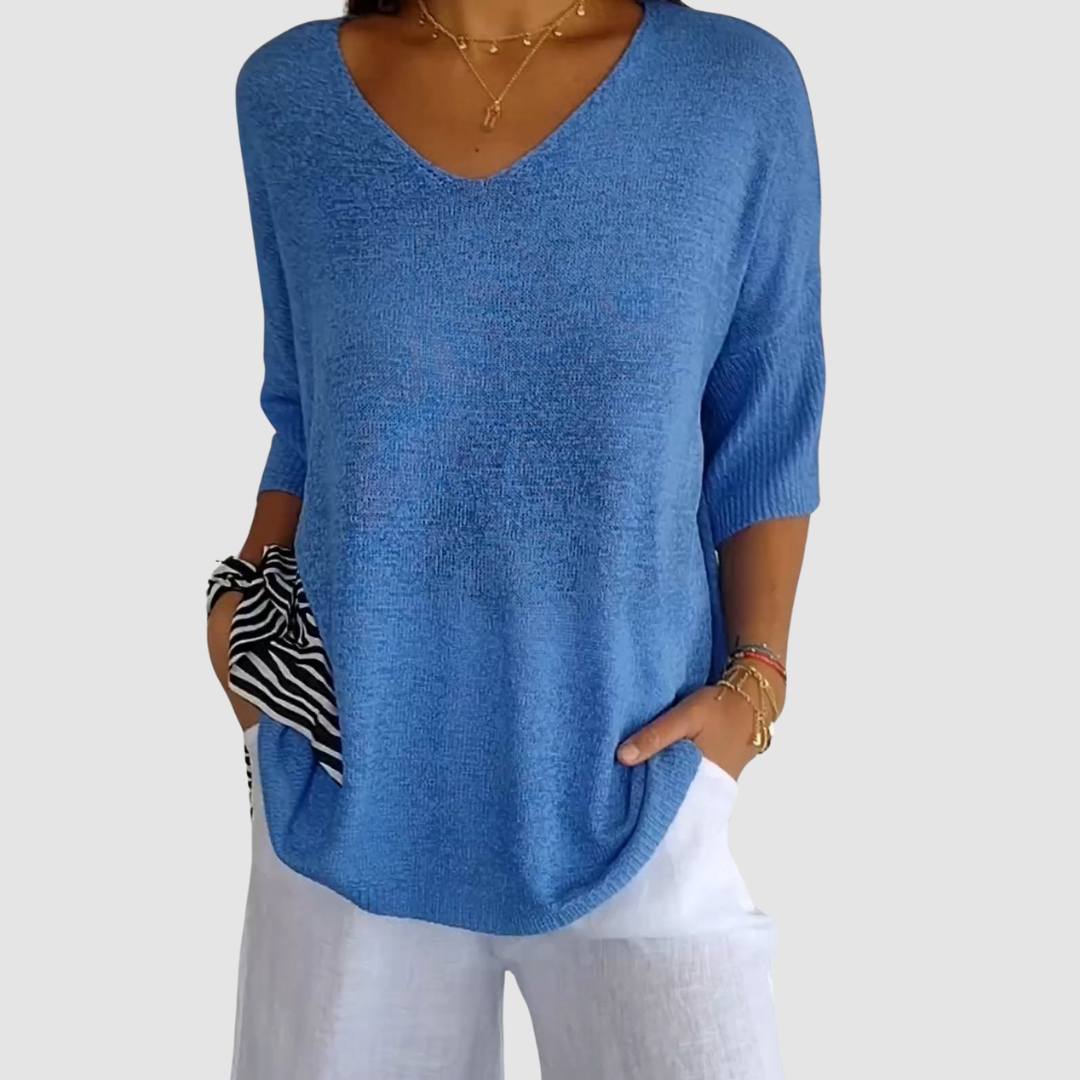 Camille™ Knit V-Neck Top 0