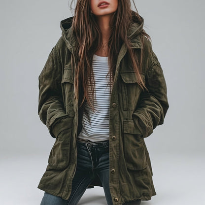 Women's Utility Cargo Jacket | Hooded & Multi-Pocket 1