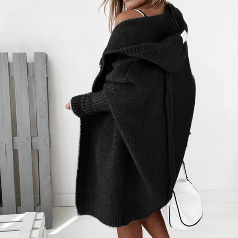Chic Hooded Knit Cardigan for Everyday Wear