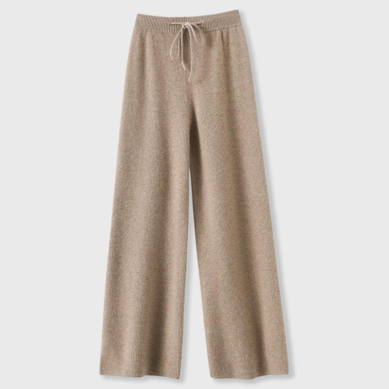 Women's Ribbed Knit Wide-Leg Lounge Pants | Adjustable Waist & Relaxed Fit 1