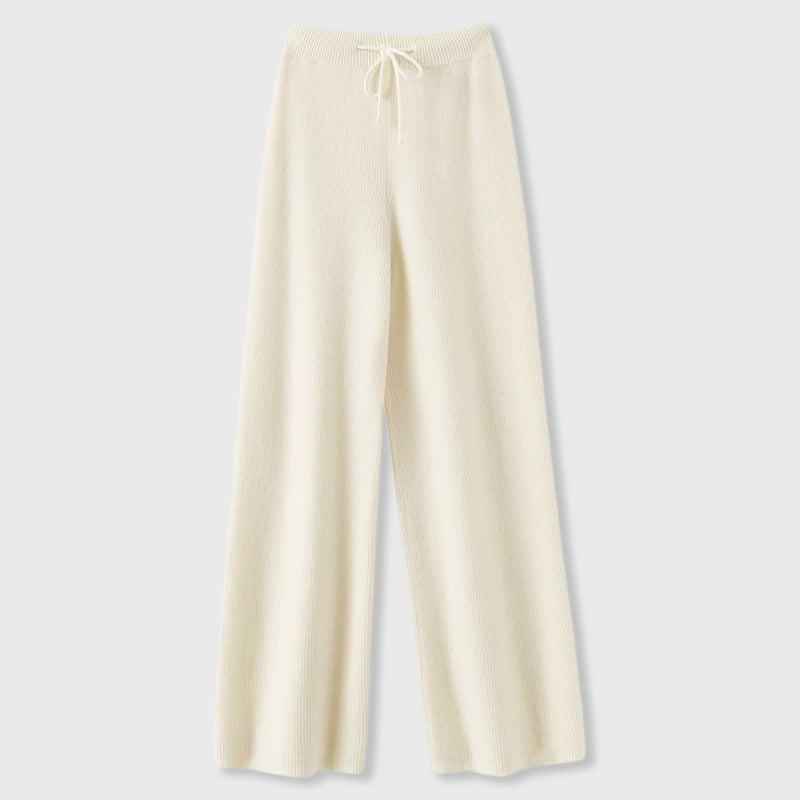 Women's Ribbed Knit Wide-Leg Lounge Pants | Adjustable Waist & Relaxed Fit 4