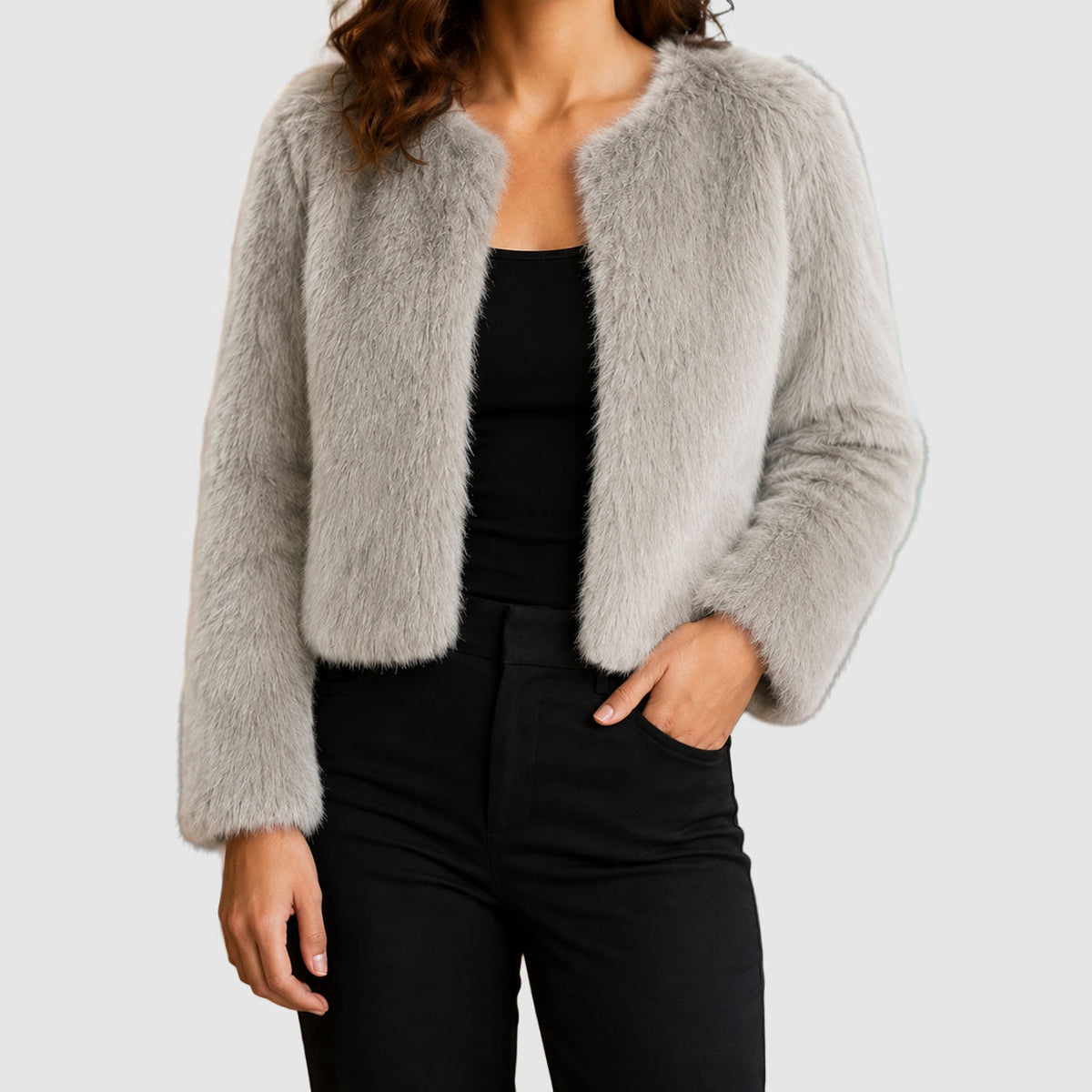 Women's Cropped Jacket | Collarless & Effortlessly Chic 2