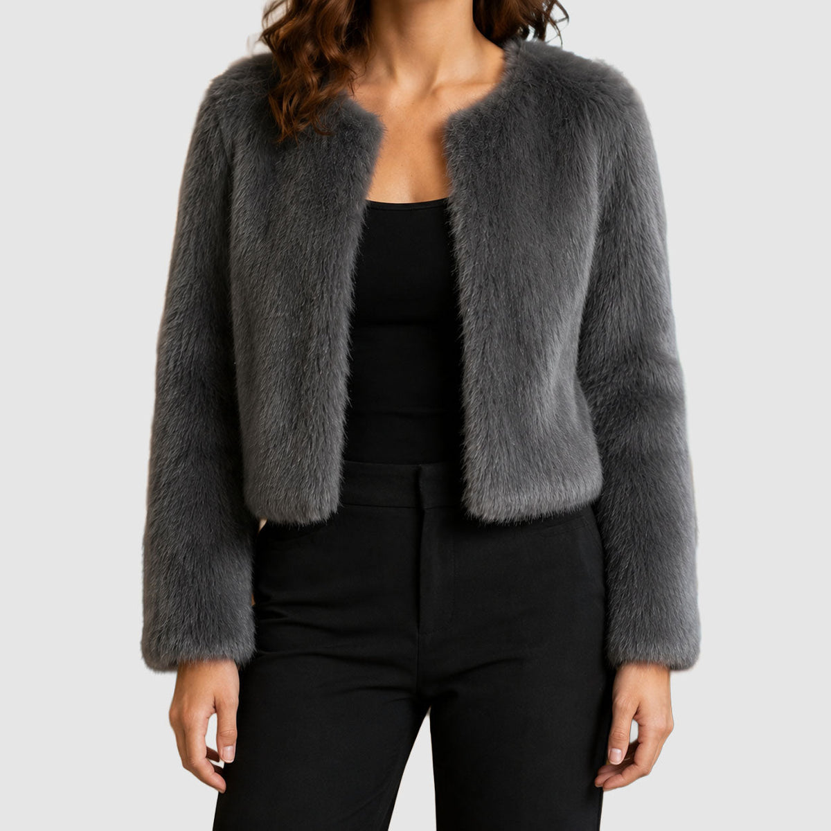 Women's Cropped Jacket | Collarless & Effortlessly Chic 3