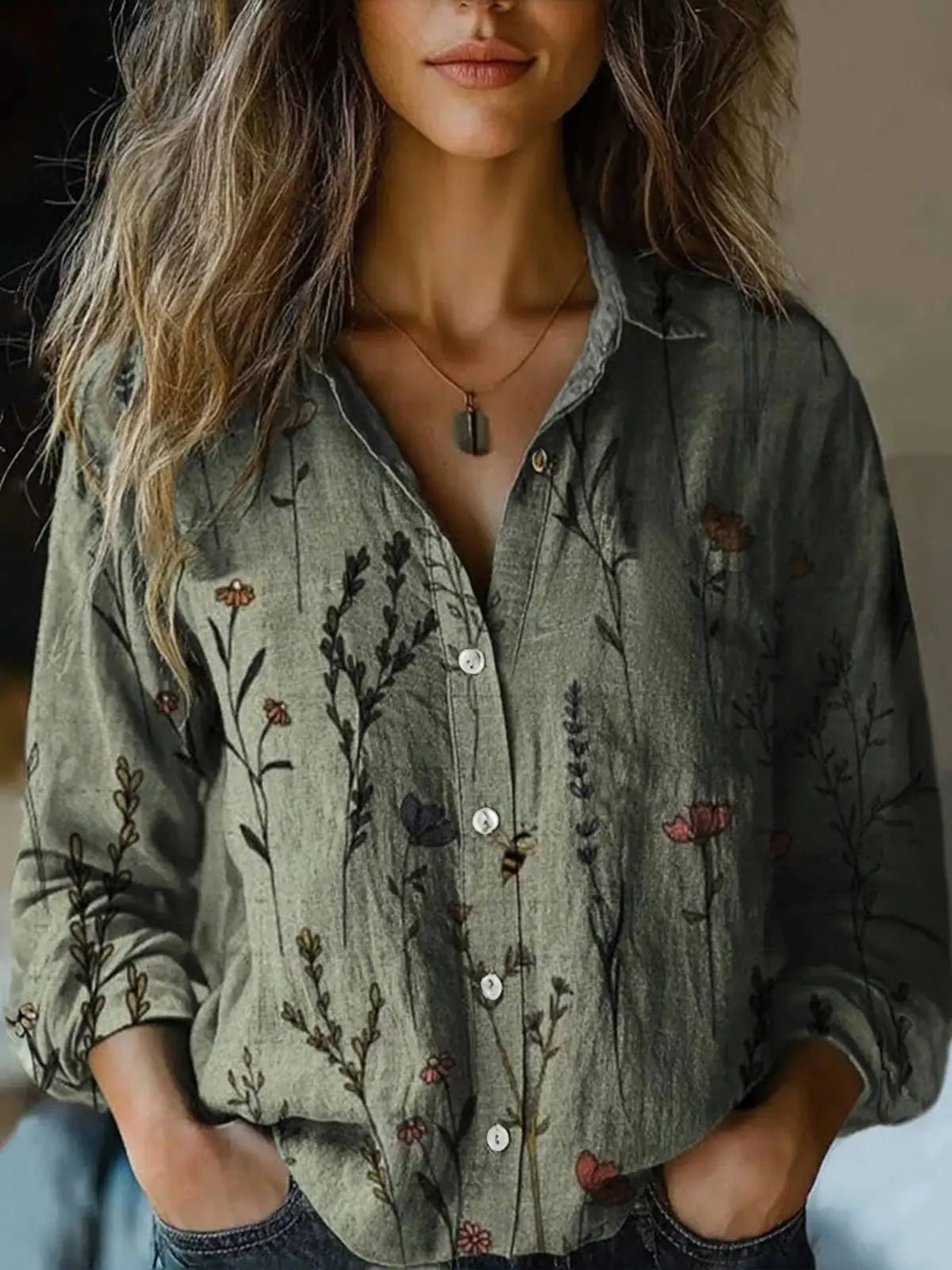 Celeste | Boho Floral Button-Up Blouse 7