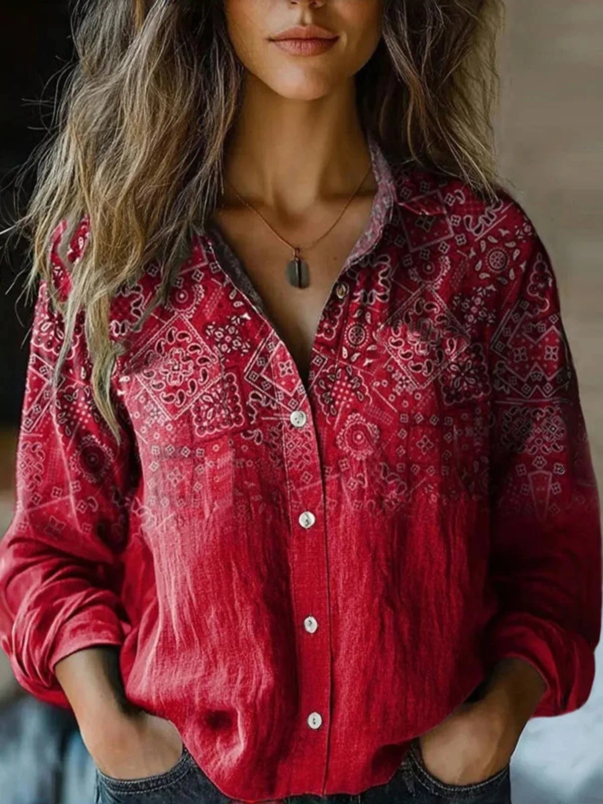 Celeste | Boho Floral Button-Up Blouse 8