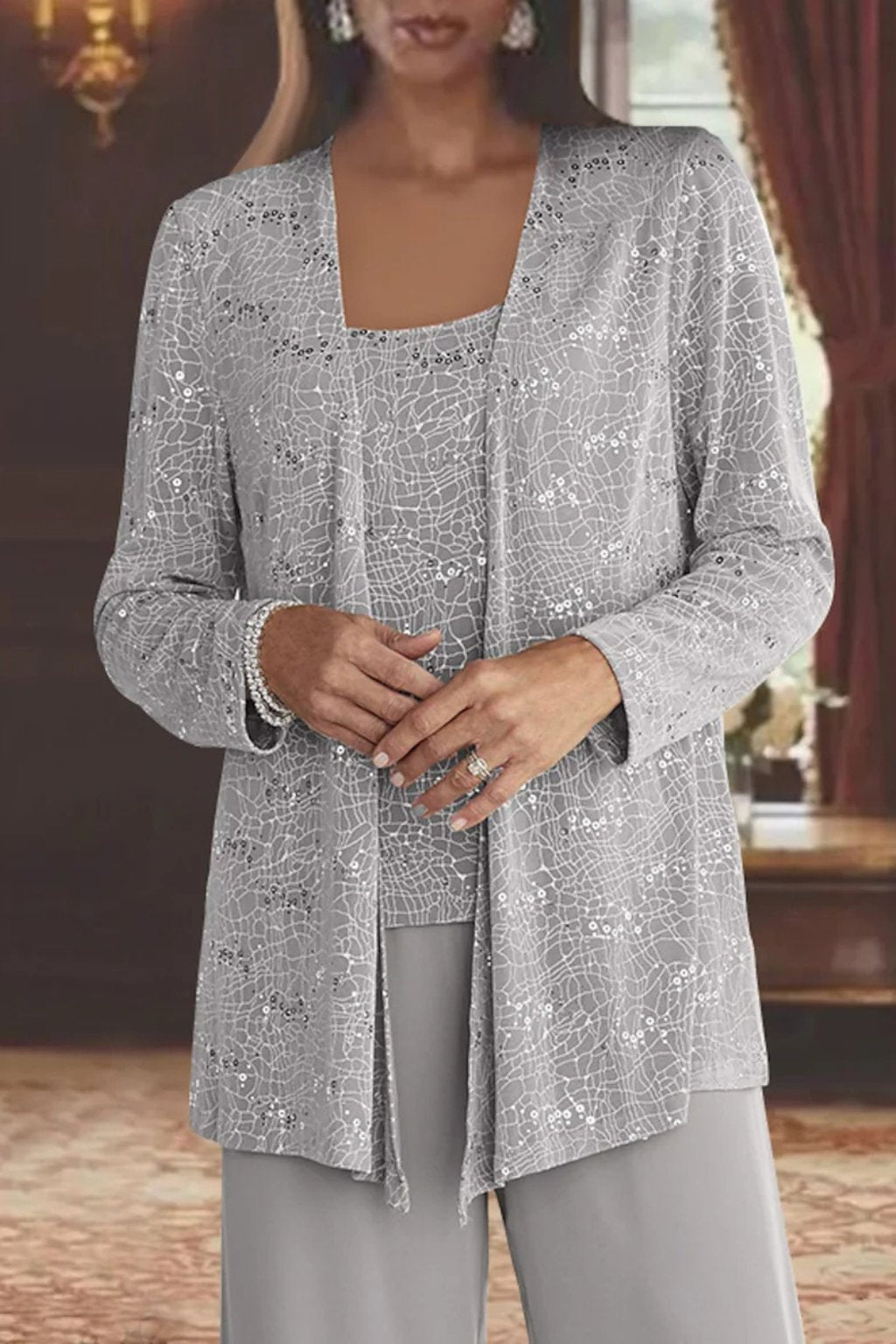 Celeste | Sequin Three Piece Pants Set 2