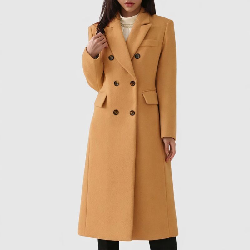 Women's Longline Coat | Slim Double-Breasted Winter Coat