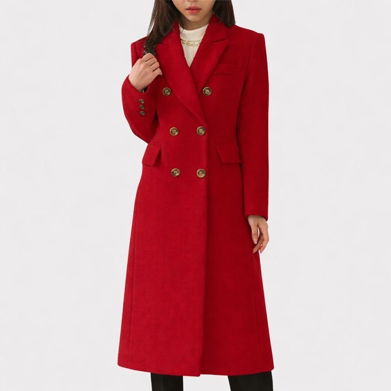 Women's Longline Coat | Slim Double-Breasted Winter Coat