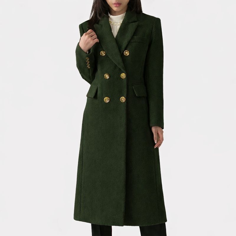 Women's Longline Coat | Slim Double-Breasted Winter Coat