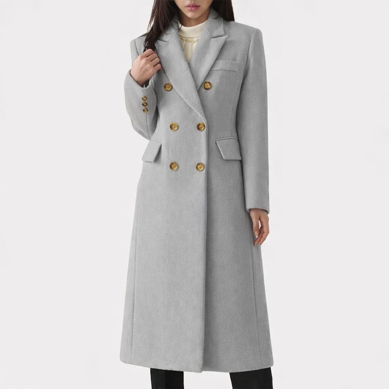 Women's Longline Coat | Slim Double-Breasted Winter Coat