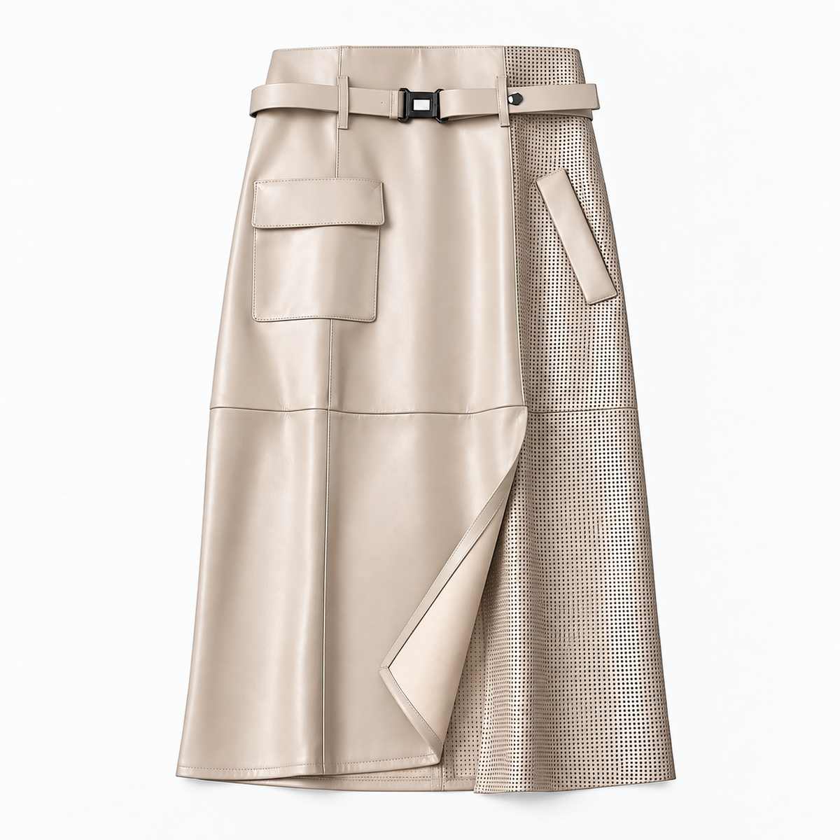 Women's High Waist Skirt | Belted & Cargo Pockets