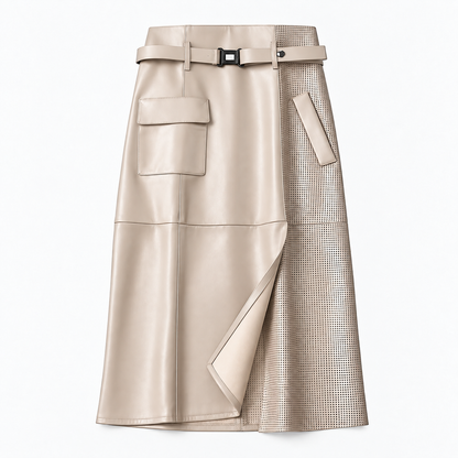 Women's High Waist Skirt | Belted & Cargo Pockets