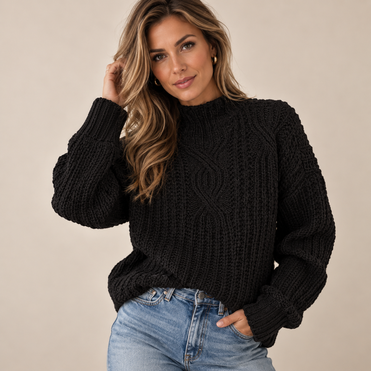 Women's Cable Knit Sweater | Relaxed Fit & Versatile Style 1