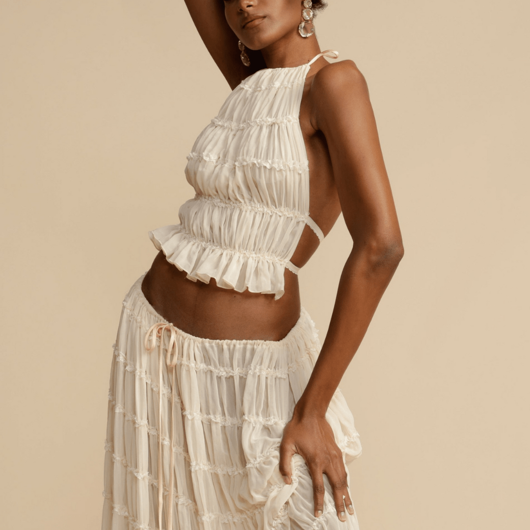 Chic Halter Top & Skirt Set for Stylish Occasions