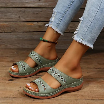 Chic Women's Wedge Heel Retro Sandals for Summer Outings