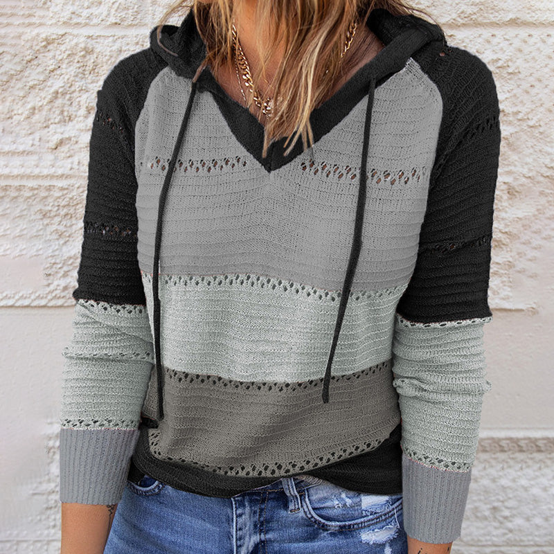 Women's Striped Hoodie | Drawstring Hood & Relaxed Fit 2