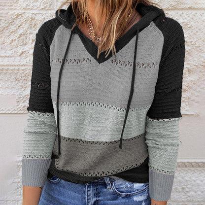 Women's Striped Hoodie | Drawstring Hood & Relaxed Fit 2