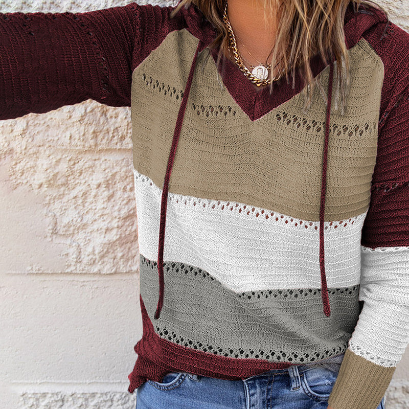 Women's Striped Hoodie | Drawstring Hood & Relaxed Fit 3