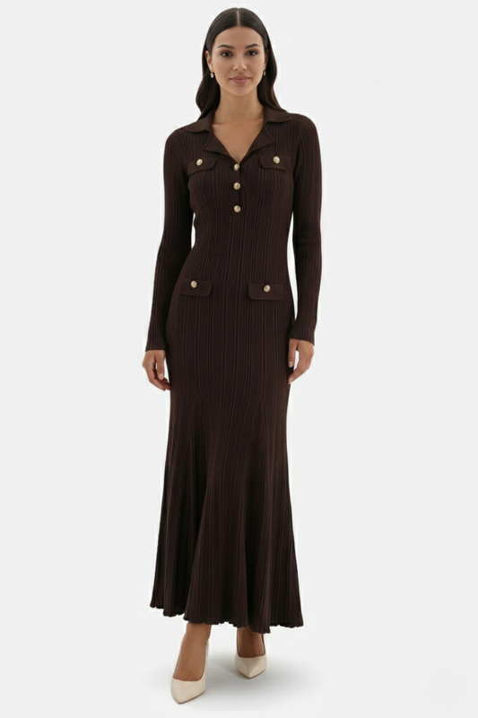 Women's Knit Maxi Dress | Long Sleeve & Flowing Fit 1