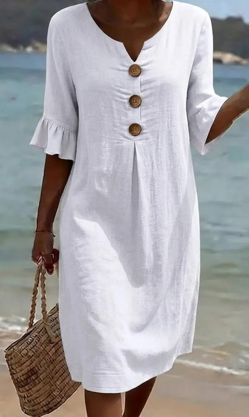 Contrina - Cotton Linen Summer Dress 0