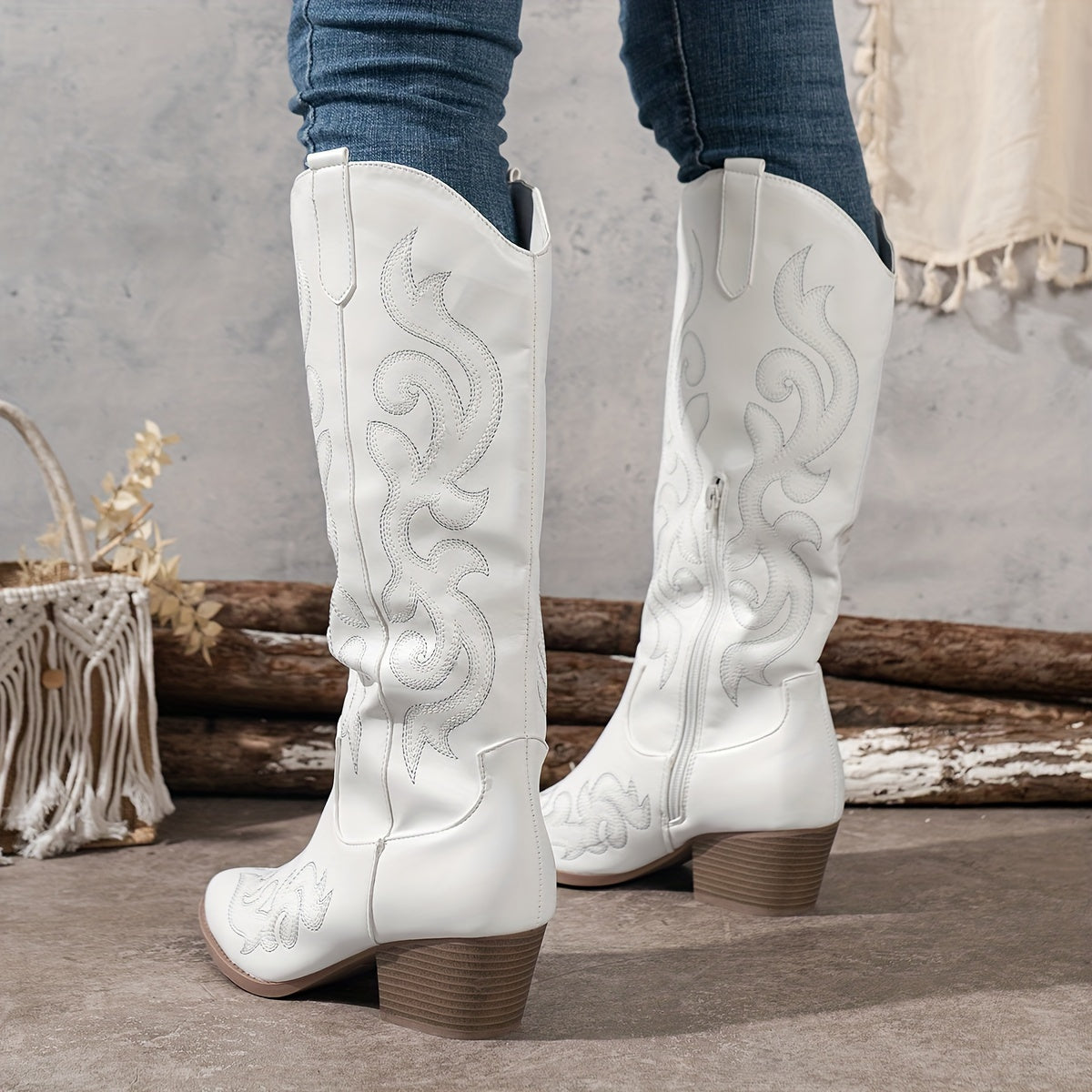 Cowboy Boots For Women | Knee-High Block Heel 0