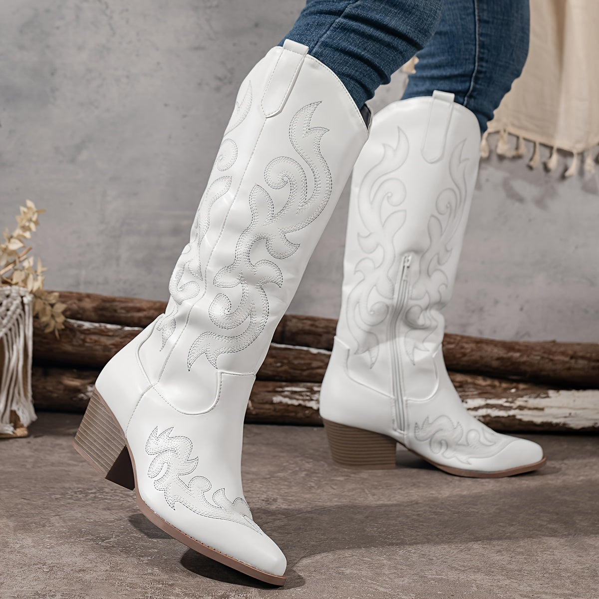 Cowboy Boots For Women | Knee-High Block Heel 8
