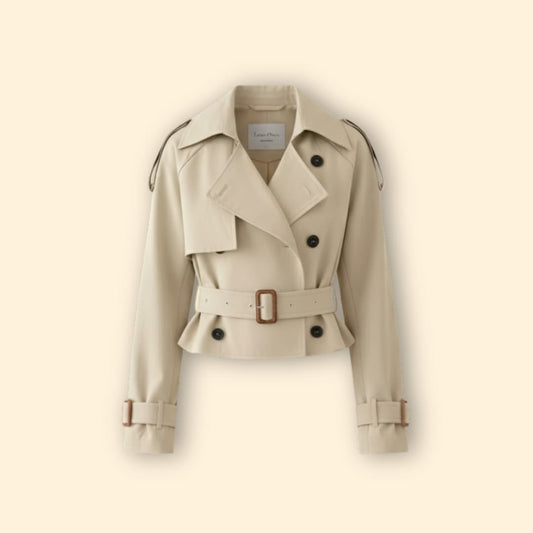 Women's Cropped Trench Coat | Belted & Structured Fit 1