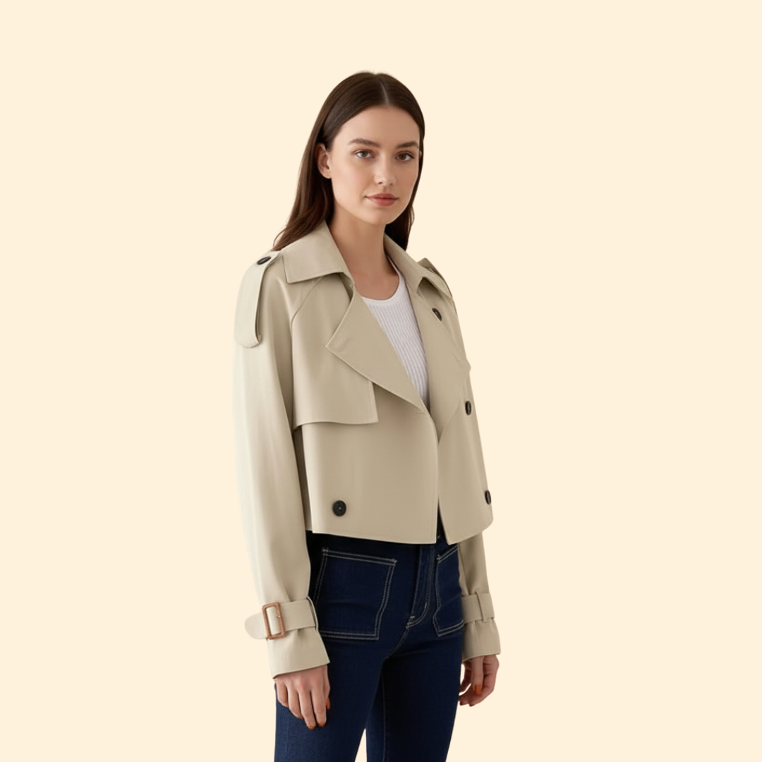 Women's Cropped Trench Coat | Belted & Structured Fit 5