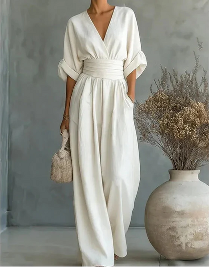 Daniela™ | Elegant V-Neck Wide Leg Jumpsuit 3