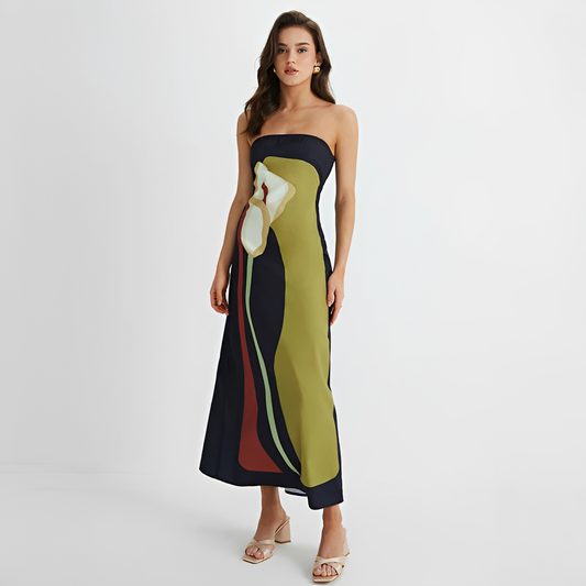 Delaney - Stylish Floral Tube Top Dress 0