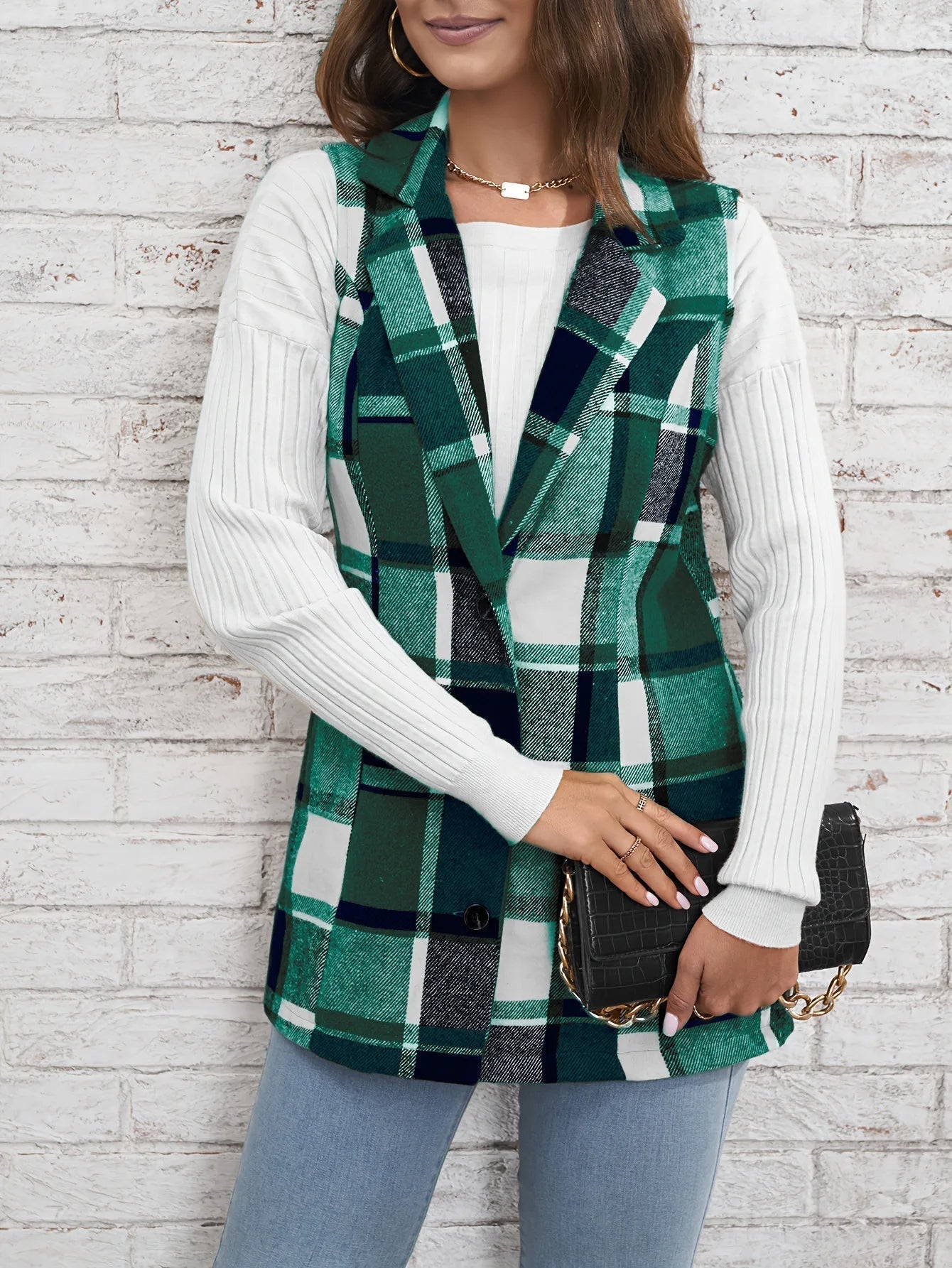 Drunelle | Elegant Tailored Check Waistcoat 5